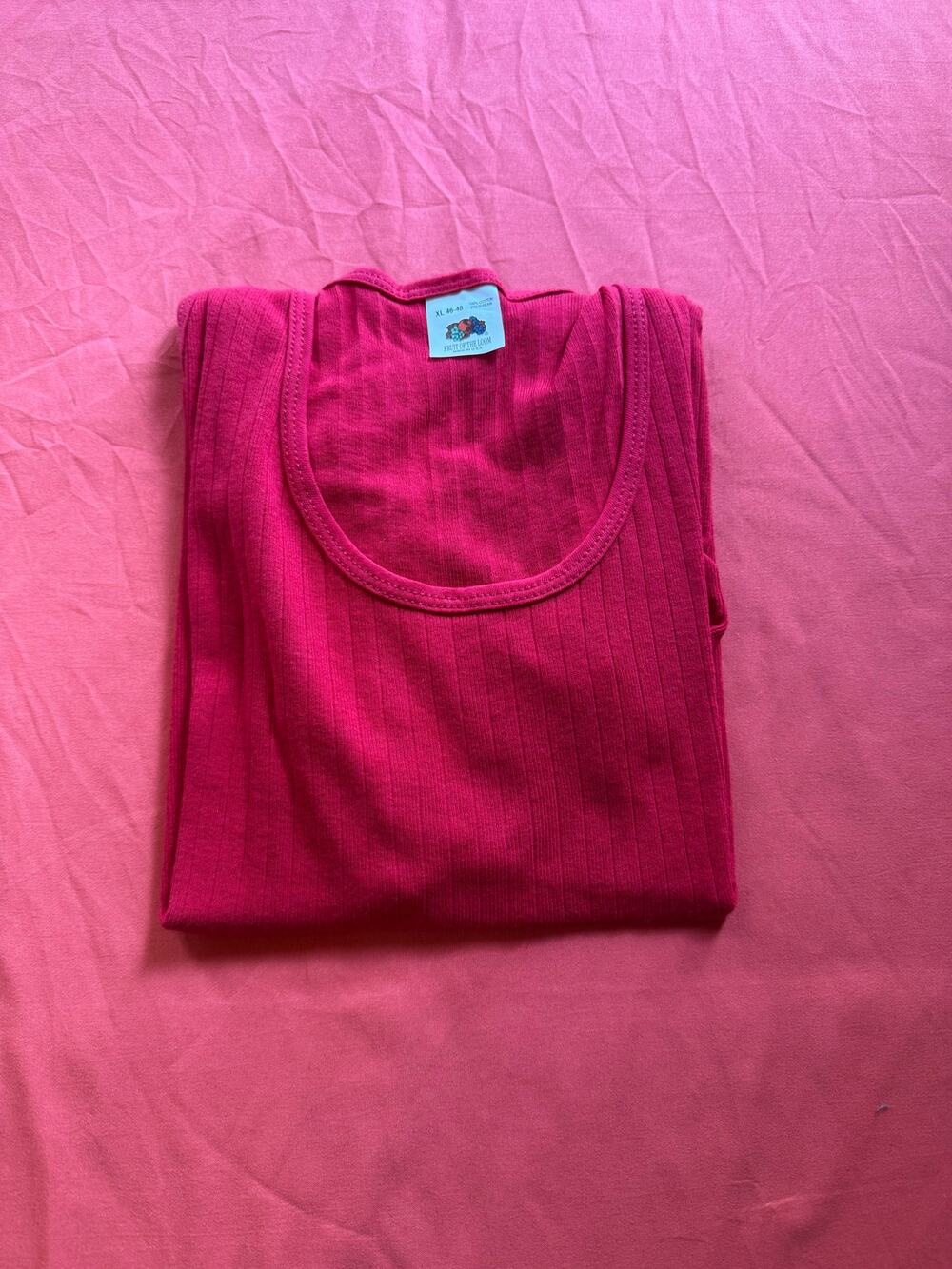 Vintage 80s Fruit of the Loom Red Thermal Shirt Deadstock Madein USA MenXL 46-48